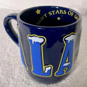 Vintage Navy Blue Ceramic Alaska Eight  Stars Of Gold On A Field Of Blue Mug